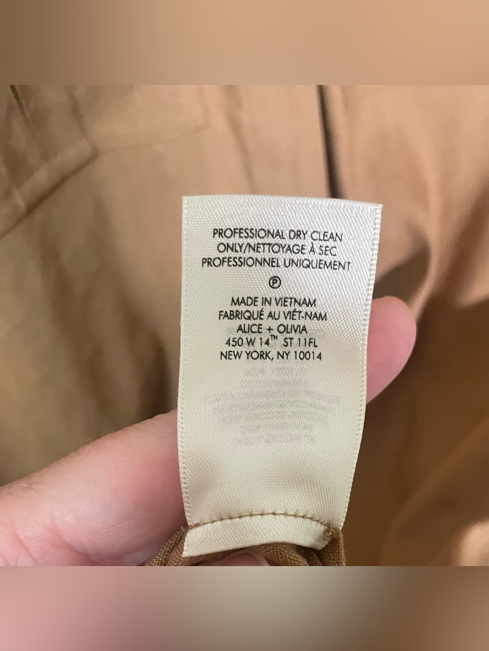 Alice + Olivia Dress Size Small Linen Blend Tan Utilitarian Neutral Mini Minimal - Picture 7 of 7